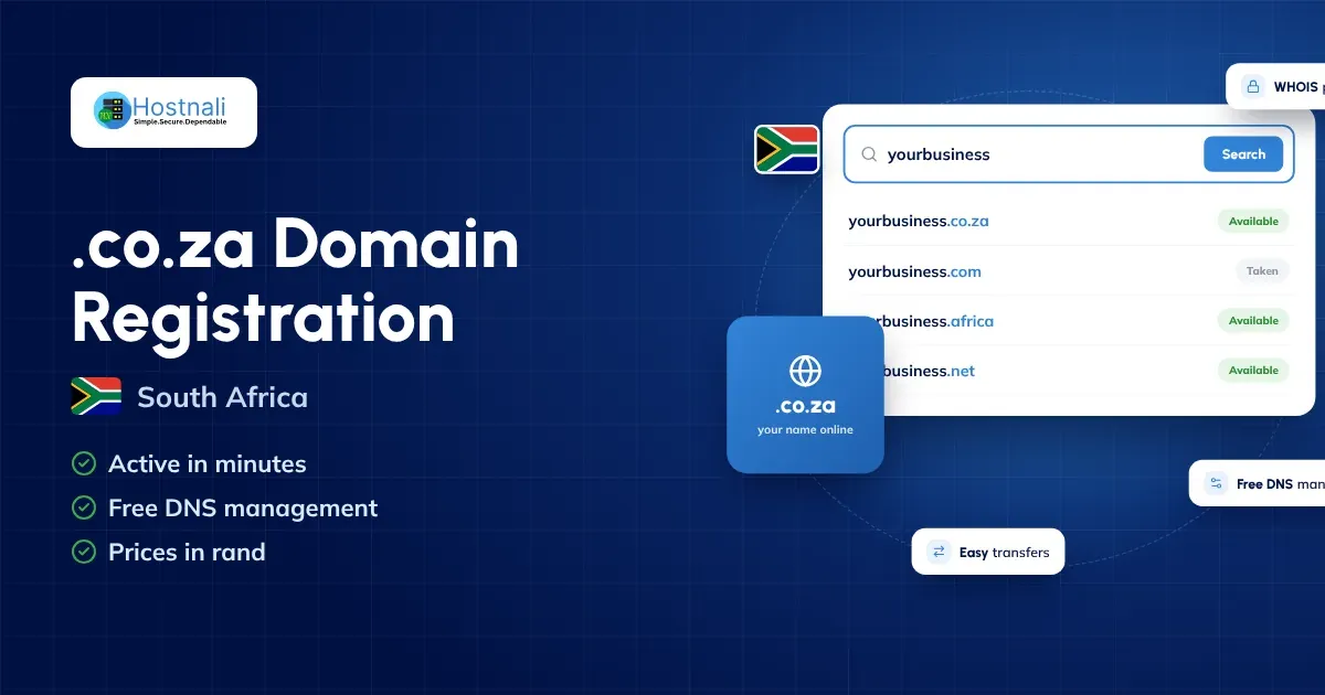 .co.za domain registration in South Africa with Hostnali