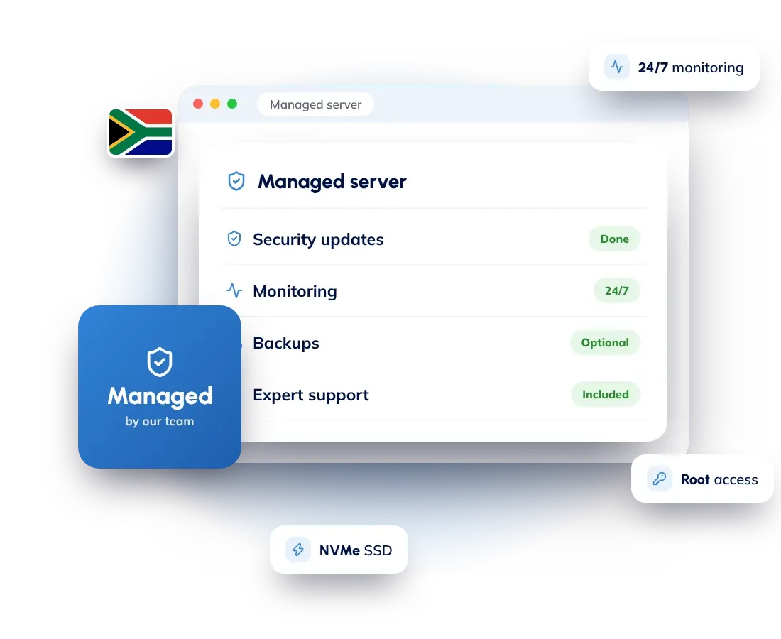 Managed VPS hosting in South Africa: a fast VPS with updates, security and monitoring handled by Hostnali