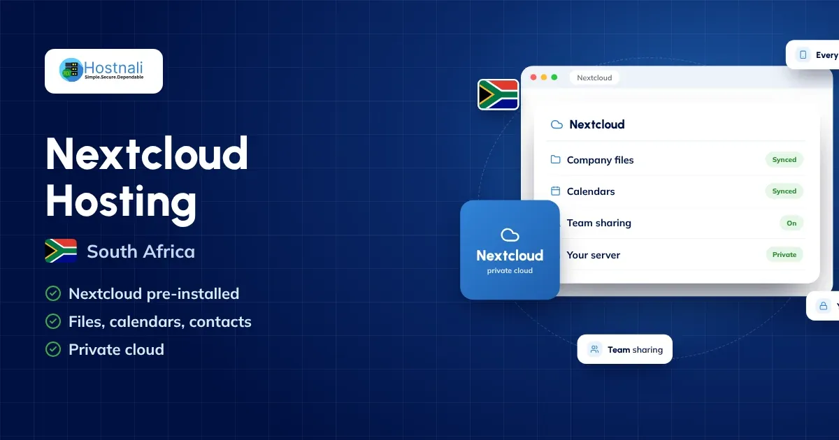 Nextcloud hosting in South Africa: your own private cloud for files, calendars and contacts