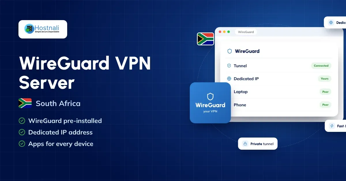 Your own WireGuard VPN server in South Africa with a dedicated IP address